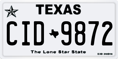 TX license plate CID9872