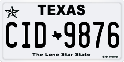 TX license plate CID9876