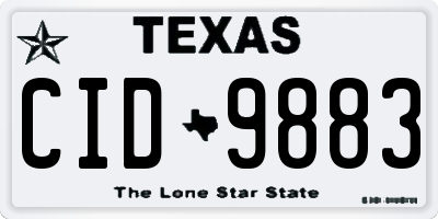 TX license plate CID9883
