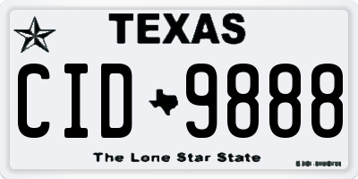TX license plate CID9888
