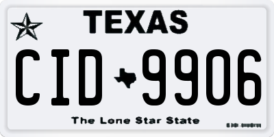TX license plate CID9906