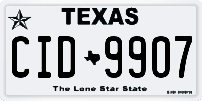 TX license plate CID9907