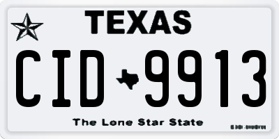 TX license plate CID9913