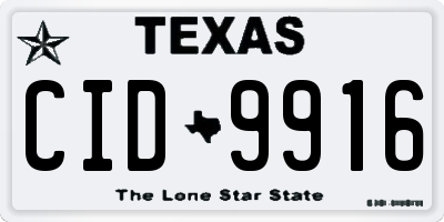 TX license plate CID9916