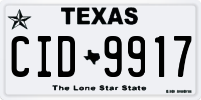 TX license plate CID9917