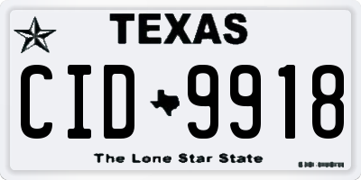 TX license plate CID9918