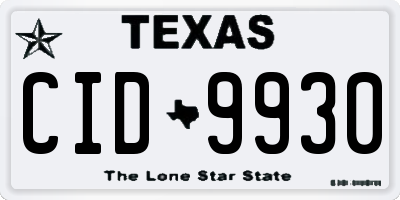 TX license plate CID9930