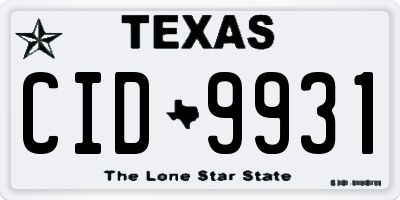 TX license plate CID9931