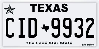 TX license plate CID9932