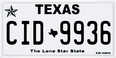 TX license plate CID9936