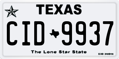 TX license plate CID9937