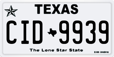 TX license plate CID9939