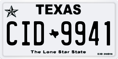 TX license plate CID9941