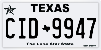 TX license plate CID9947