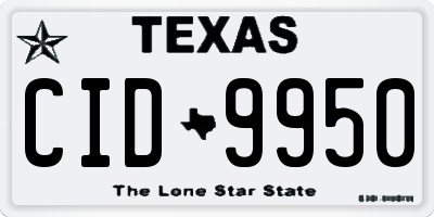 TX license plate CID9950