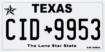 TX license plate CID9953