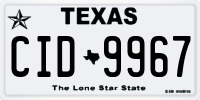TX license plate CID9967