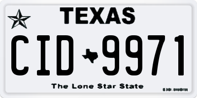 TX license plate CID9971
