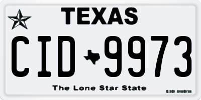 TX license plate CID9973