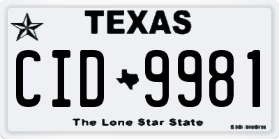 TX license plate CID9981