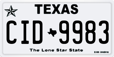 TX license plate CID9983