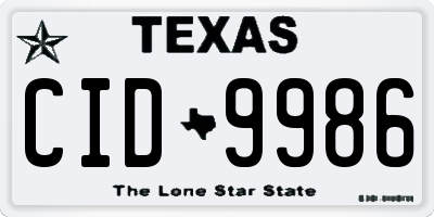 TX license plate CID9986
