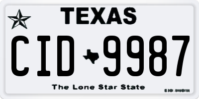 TX license plate CID9987