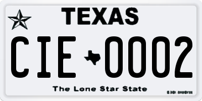 TX license plate CIE0002