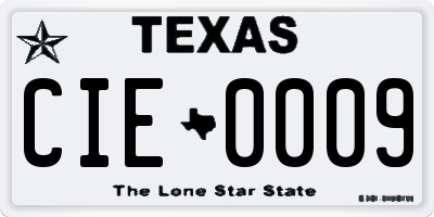 TX license plate CIE0009