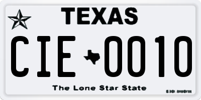 TX license plate CIE0010