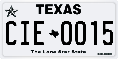 TX license plate CIE0015