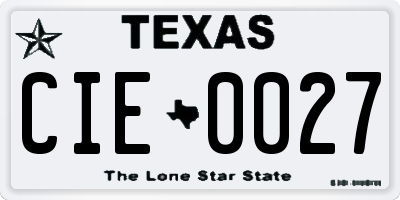 TX license plate CIE0027
