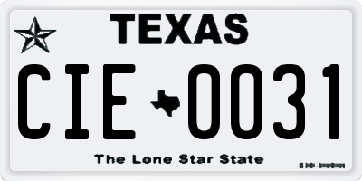 TX license plate CIE0031