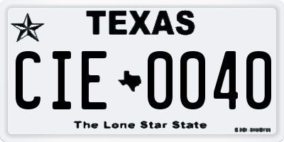 TX license plate CIE0040