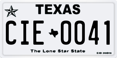 TX license plate CIE0041