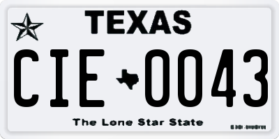 TX license plate CIE0043