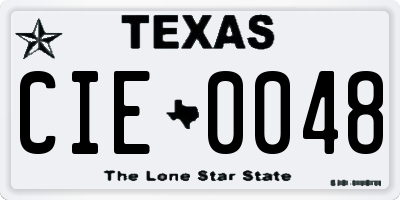 TX license plate CIE0048