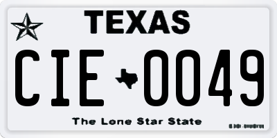 TX license plate CIE0049