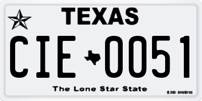 TX license plate CIE0051