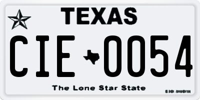 TX license plate CIE0054