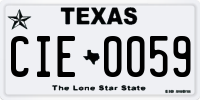 TX license plate CIE0059
