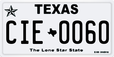 TX license plate CIE0060