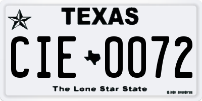 TX license plate CIE0072