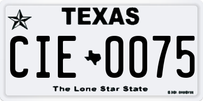 TX license plate CIE0075