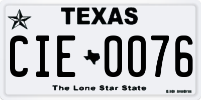 TX license plate CIE0076