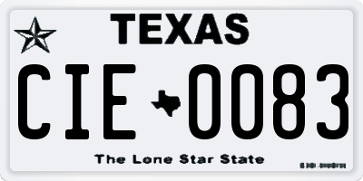 TX license plate CIE0083