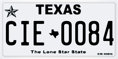 TX license plate CIE0084