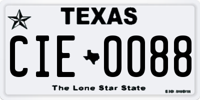 TX license plate CIE0088