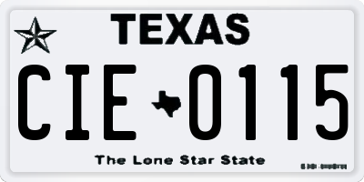 TX license plate CIE0115