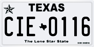 TX license plate CIE0116